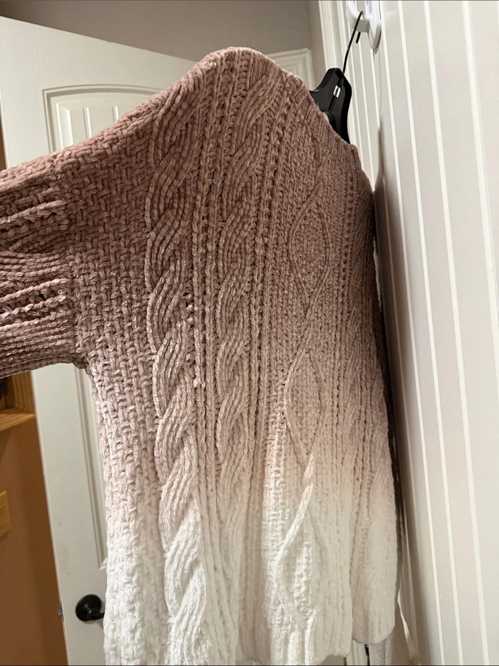 Bella Dahl Mauve-to-Cream Ombre Chenille Cable Knit Sweater